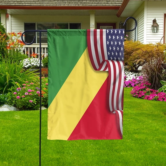 USA Democratic Republic of the Congo Friendship Patriotic Garden Flag, Double-Sided Outdoor Yard Decor 11.5 x 17.5 Inch