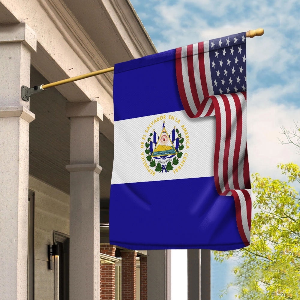 Flag Waving American Flag El Salvadorian El Salvador U.S.A Friendship Patriotic Proud Garden Flag, Double-Sided Decorative Outdoor Flag, Patriotic Polyester Yard Flag 12 x 18 in