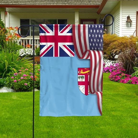 USA Fiji Friendship Patriotic Fijian Flag Waving Garden Flag, Double-Sided Outdoor Yard Decor 11.5 x 17.5 Inch