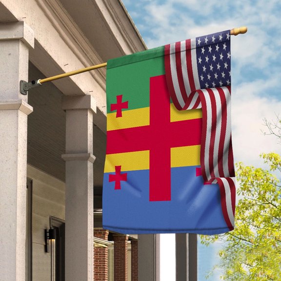 Flag Waving American Flag Gabonese Gabon U.S.A Friendship Patriotic Proud Garden Flag, Double-Sided Decorative Outdoor Flag, Patriotic Polyester Yard Flag 11.5 x 17.5 in