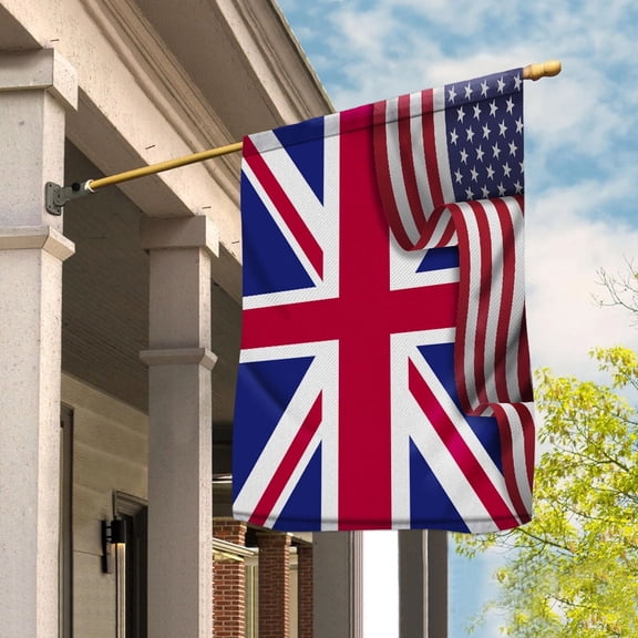 Flag Waving American Flag Great British Great Britain U.S.A Friendship Patriotic Proud House Flag, Double-Sided Decorative Outdoor Flag, Patriotic Polyester Yard Flag 29.5 x 39.5 in