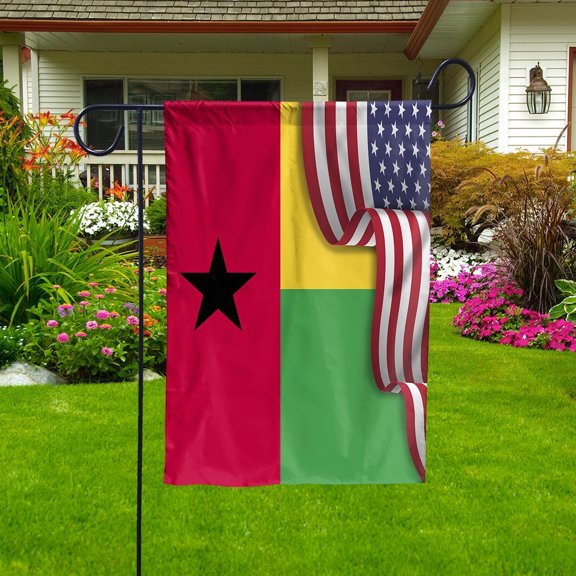 Flag Waving American Flag Guinea Bissauan Guinea Bissau U.S.A Friendship Patriotic Proud House Flag, Double-Sided Decorative Outdoor Flag, Patriotic Polyester Yard Flag 29.5 x 39.5 in