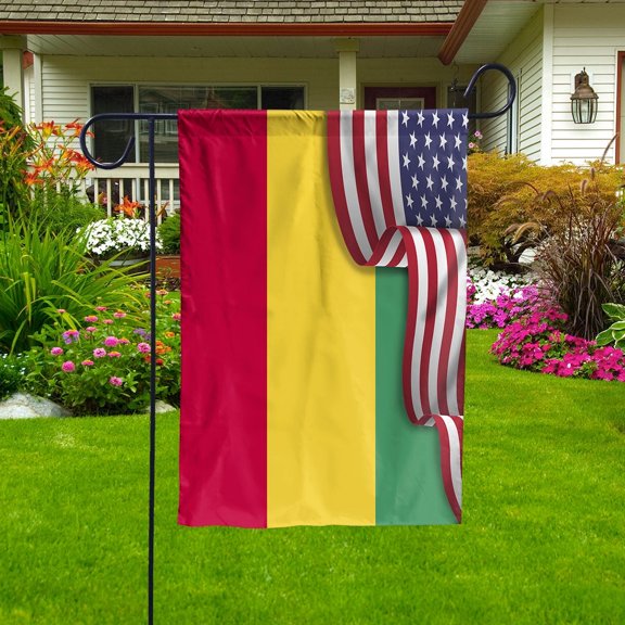 Flag Waving American Flag Guinean Guinea U.S.A Friendship Patriotic Proud Garden Flag, Double-Sided Decorative Outdoor Flag, Patriotic Polyester Yard Flag 11.5 x 17.5 in
