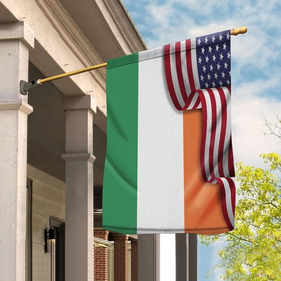 Flag Waving American Flag Irish Ireland U.S.A Friendship Patriotic Proud House Flag, Double-Sided Decorative Outdoor Flag, Patriotic Polyester Yard Flag 29.5 x 39.5 in