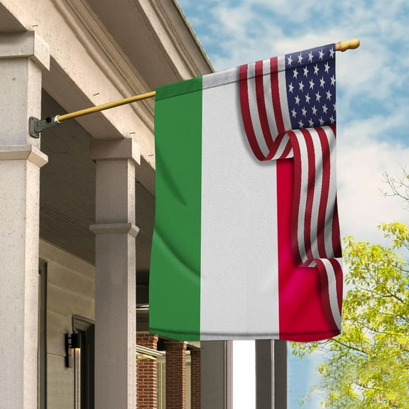 Flag Waving American Flag Italian Italy U.S.A Friendship Patriotic Proud Garden Flag (11.5x17.5) Double Sided-USA Flags Premium Polyester-Decorative Indoor Outdoor Flag