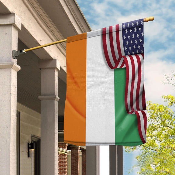Flag Waving American Flag Ivorian Coast Ivory Coast U.S.A Friendship Patriotic Proud Garden Flag (11.5x17.5) Double Sided-USA Flags Premium Polyester-Decorative Indoor Outdoor Flag