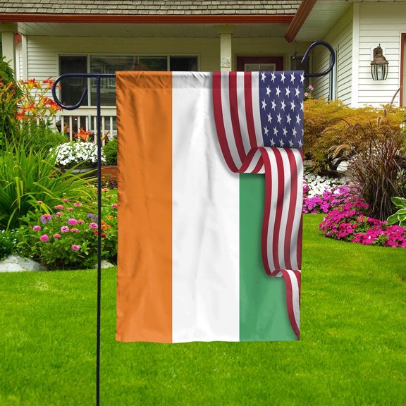 Flag Waving American Flag Ivorian Coast Ivory Coast U.S.A Friendship Patriotic Proud House Flag, Double-Sided Decorative Outdoor Flag, Patriotic Polyester Yard Flag 29.5 x 39.5 in
