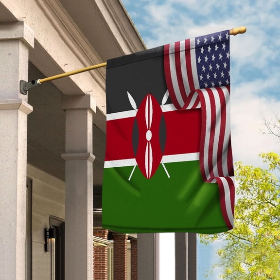 USA Kenya Friendship Patriotic Kenyan Flag Waving House Flag, Double-Sided Outdoor Yard Decor 29.5 x 39.5 Inch