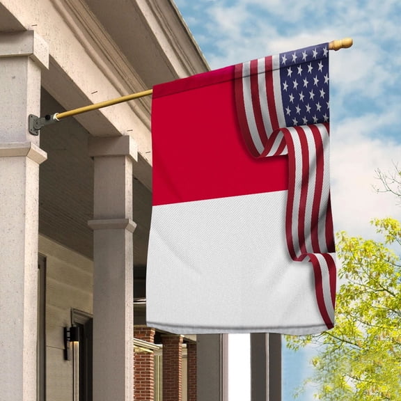 Flag Waving American Flag Monacan Monaco U.S.A Friendship Patriotic Proud House Flag, Double-Sided Decorative Outdoor Flag, Polyester Yard Flag 29.5 x 39.5 in