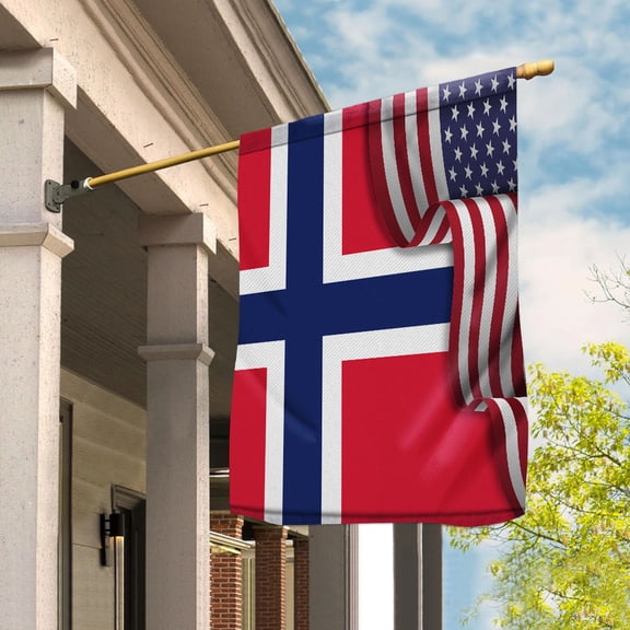 Flag Waving American Flag Norwegian Norway U.S.A Friendship Patriotic Proud House Flag (29.5x39.5) Double Sided-USA Flags Premium Polyester-Decorative Indoor Outdoor Flag