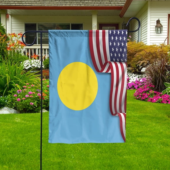 Flag Waving American Flag Palauan Palau U.S.A Friendship Patriotic Proud House Flag (29.5x39.5) Double Sided-USA Flags Premium Polyester-Decorative Indoor Outdoor Flag