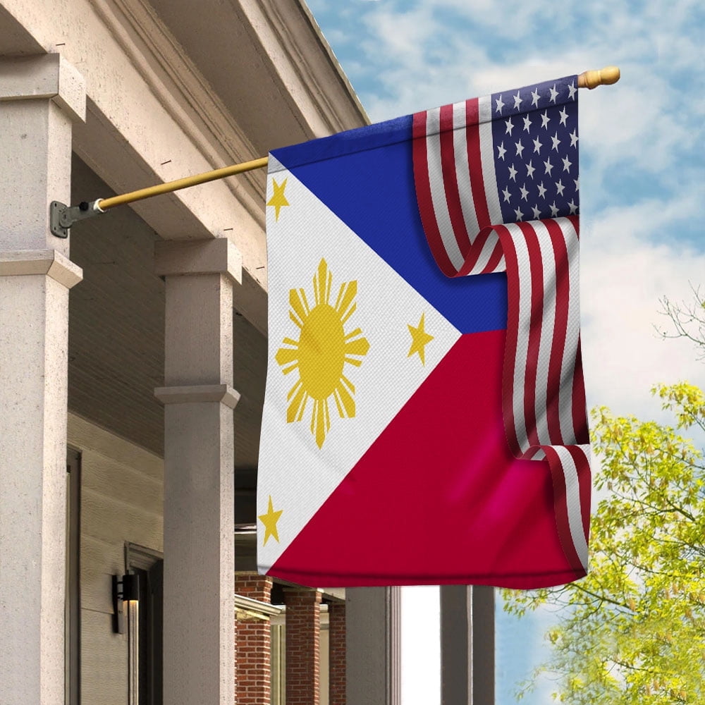 Flag Waving American Flag Philippine Philippines U.S.A Friendship Patriotic Proud Garden Flag, Double-Sided Decorative Outdoor Flag, Polyester Yard Flag 12 x 18 in