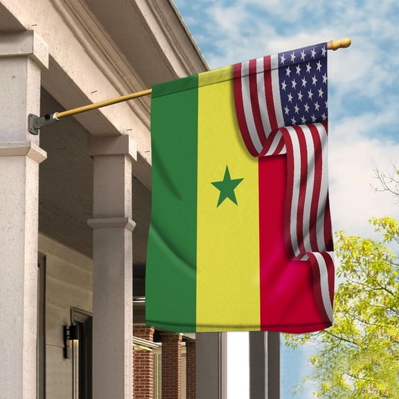 Flag Waving American Flag Senegalese Senegal U.S.A Friendship Patriotic Proud House Flag, Double-Sided Decorative Outdoor Flag, Patriotic Polyester Yard Flag 29.5 x 39.5 in