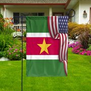 Waving American Surinamese Suriname USA Friendship Patriotic Proud Garden Flag, Double-Sided Outdoor Yard Decor 11.5 x 17.5 Inch