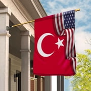 USA Turkey Friendship Patriotic Turkish Flag Waving House Flag, Double-Sided Outdoor Yard Decor 29.5 x 39.5 Inch