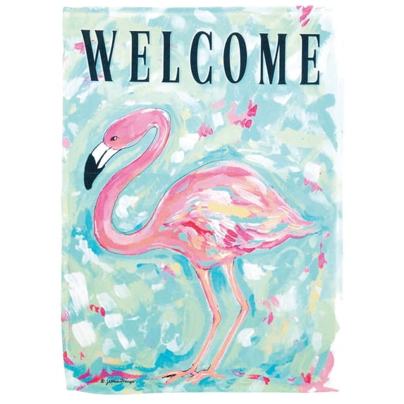 Flag Welcome Flamingo Polyester 30X44