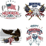 Flag Window Clings American Independence Day Decals Static Glass Stickers Eagle Pattern Round Decorative Window Film for Memorial Day Living Room Bedroom Coffee Store Glass Door DIY