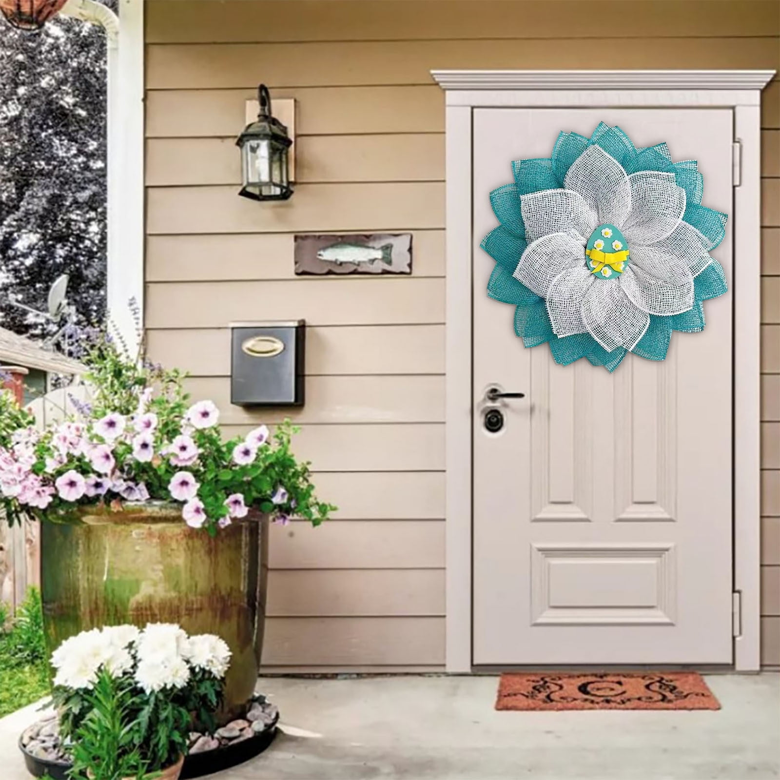 Flag Wreath Happy Easter Wreath Spring Wreath Easter Decorations Door