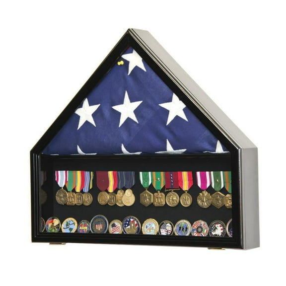 Flag and Memorabilia Challenge Coin Medals Display Case Cabinet