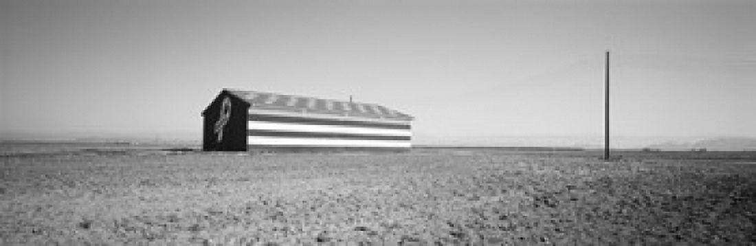 Flag barn along Highway 41 Fresno California USA Canvas Art - Panoramic Images (36 x 12)