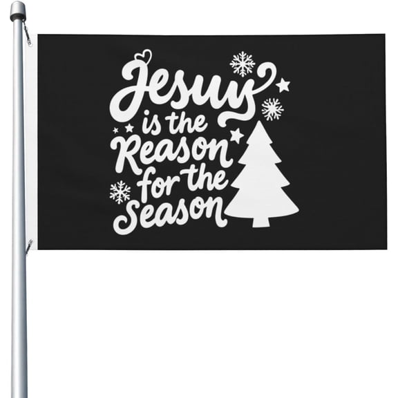 Flag for Room Guys Double Sided Aesthetic Flags for Beach 3x5 Ft, Jesus is the Reason for the Season Tapestry for Bedroom