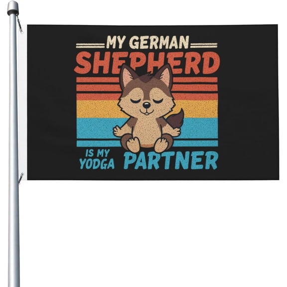 Flag for Room Guys Double Sided Unique Flags for House 3x5 Ft, My German Shepherd Is My Yoga Partner Tapestry for Office