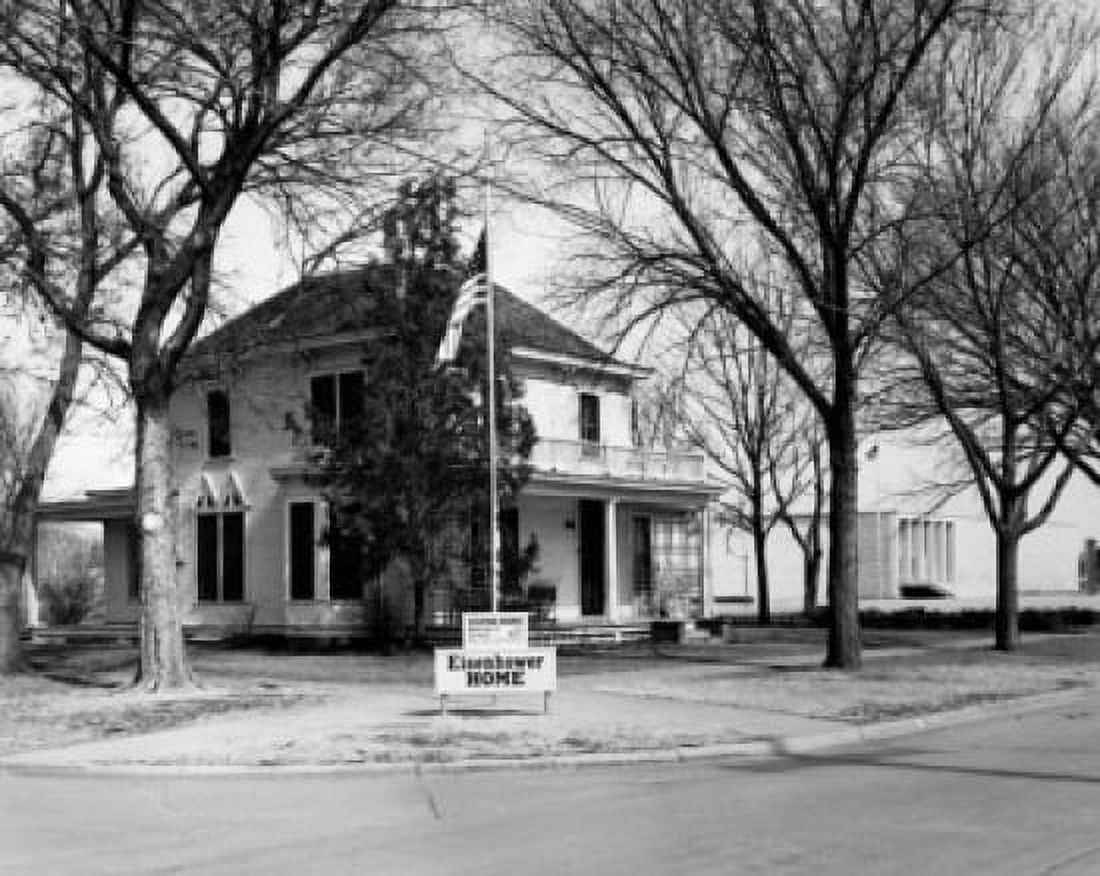 Flag in front of a house Dwight D Eisenhower Family Home Abilene Kansas USA Canvas Art - (24 x 36)