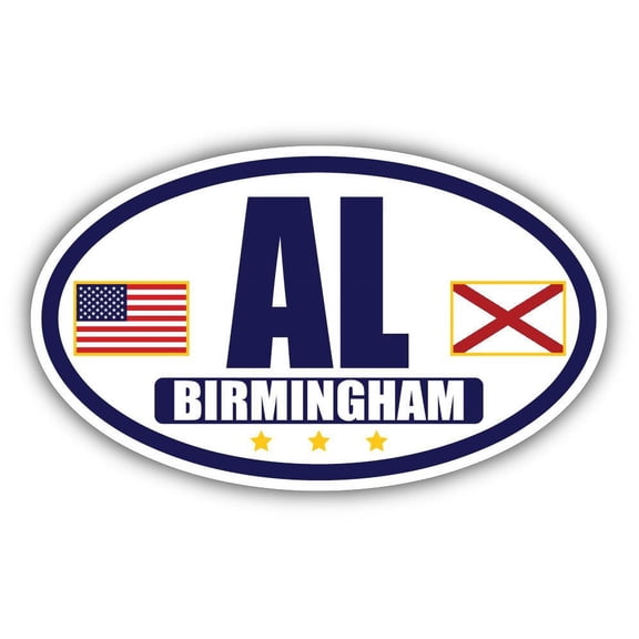 Flag of Alabama / American Flag Oval 3M Vinyl Bumper Sticker Decal | Navy & Gold Birmingham, AL Sticker Vinyl Decal