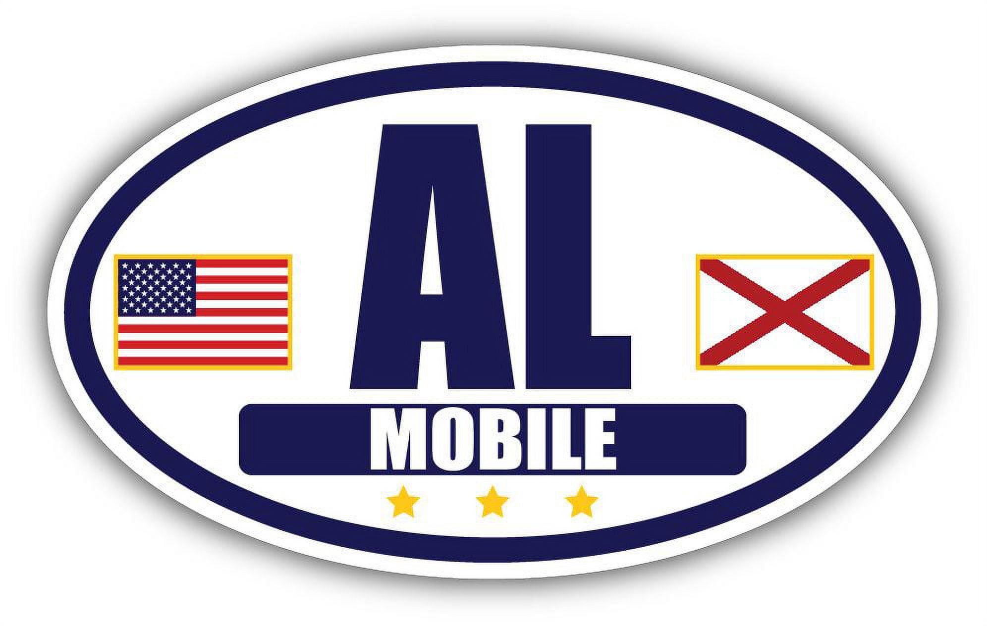 Flag of Alabama / American Flag Oval 3M Vinyl Bumper Sticker Decal ...