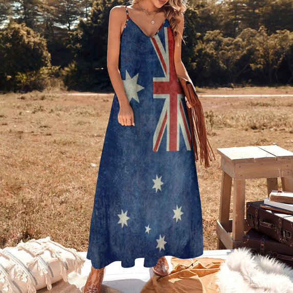 Flag of Australia grungy retro textured version Sleeveless Dress luxury evening dresses for women