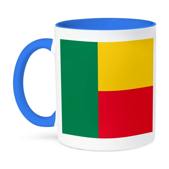 3dRose, Flag of Benin - Countries of West Africa national world flags - Beninese colors red yellow green, 11oz Two-Tone Blue Mug