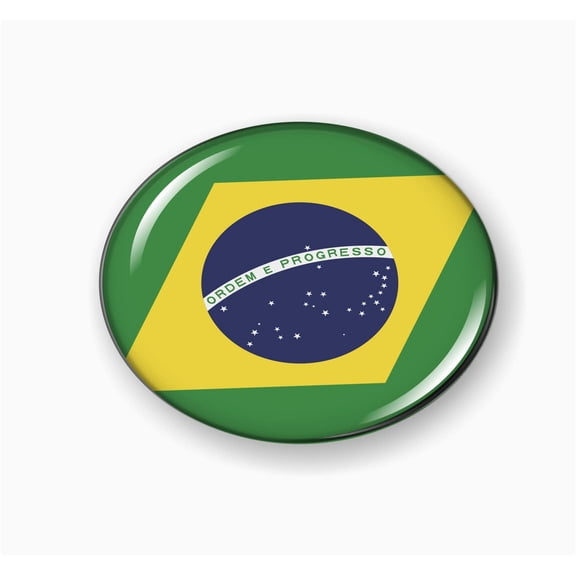 Flag of Brazil | 3D Domed CAR Emblem Badge Sticker Flexible Round