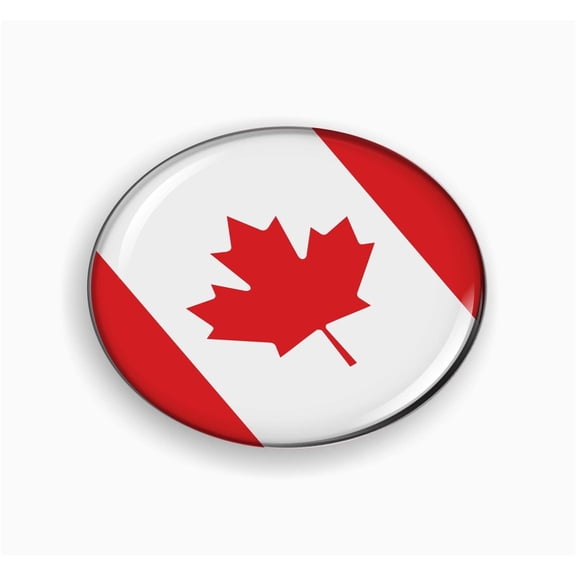 BestLicensePlateFrames Canada Flag 3D Domed Car Emblem, Round Self-Adhesive Vehicle Accent
