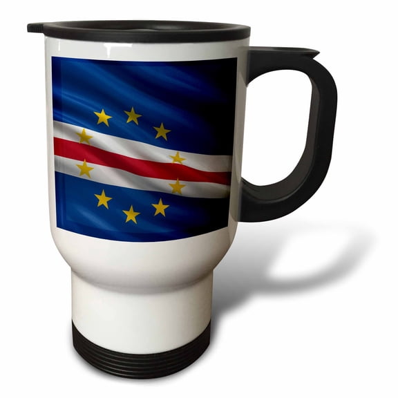 3dRose, Flag of Cape Verde waving in the wind, 14oz Stainless Steel Travel Mug