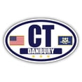 thumbnail image 1 of Flag of Connecticut / American Flag Oval 3M Vinyl Bumper Sticker Decal | Navy & Gold Danbury, CT Sticker Vinyl Decal, 1 of 3
