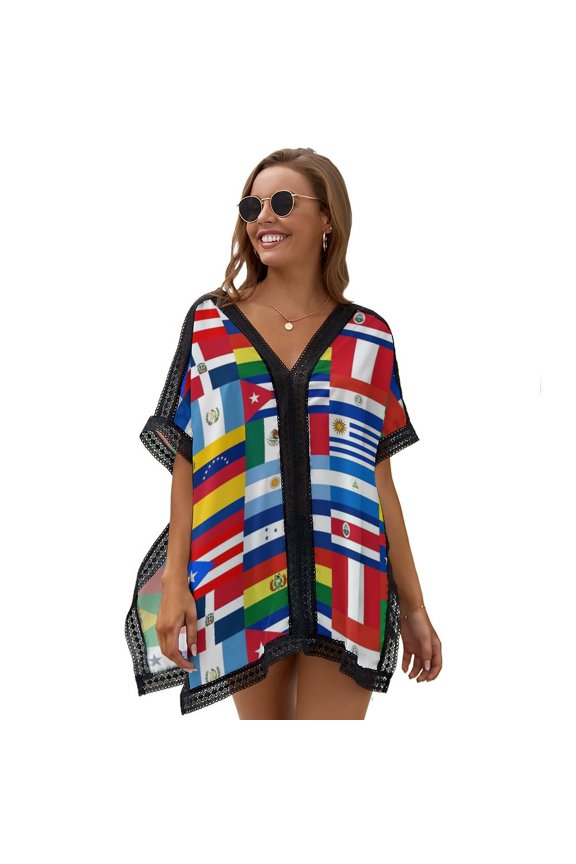 Flag of Countries Around The World Women's Swimsuit Coverup Summer Beach Cover Up Bathing Suit Dress