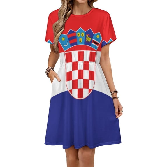 Flag of Croatia Women's Dress Short Sleeve Summer Sundress Summer Women Clothes