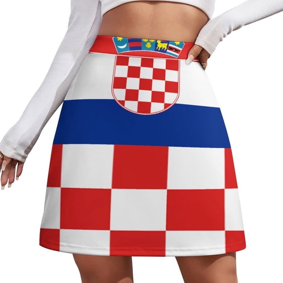 Flag of Croatia at The UN Women's High Waist Skirt Stretchy Casual Mini Skirt