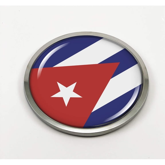 Cuba Flag 3D Domed Round Automotive Emblem