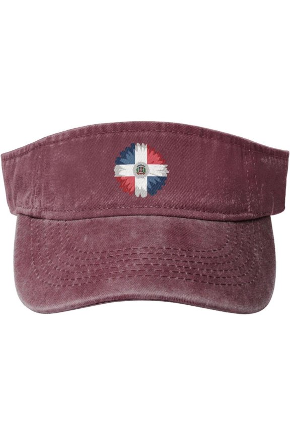 Flag of Dominican Gerbera Daisy Flower Sport Sun Visor Hats Cotton Empty Top Cap for Running Golf