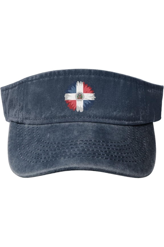 Flag of Dominican Gerbera Daisy Flower Sport Sun Visor Hats Cotton Empty Top Cap for Running Golf