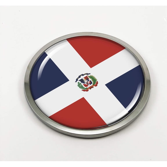 Dominican Republic Flag 3D Domed Round Automotive Emblem