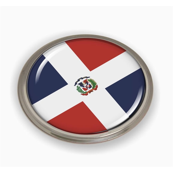 Dominican Republic Flag 3D Domed Round Automotive Emblem