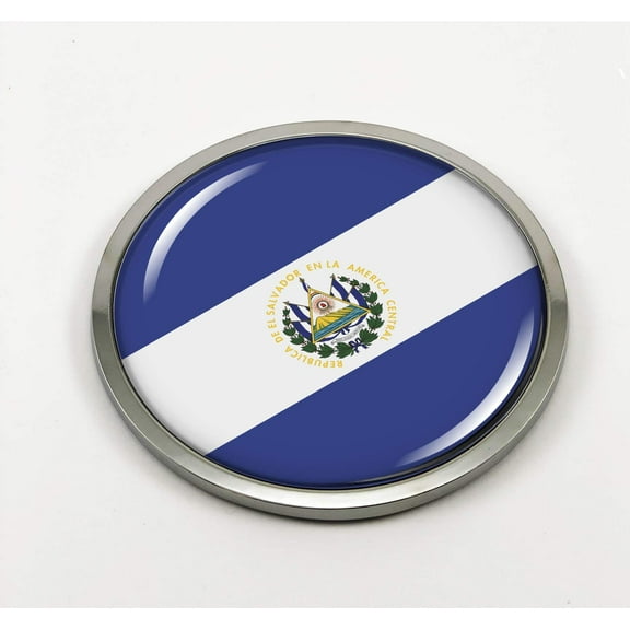 El Salvador Flag 3D Domed Round Automotive Emblem