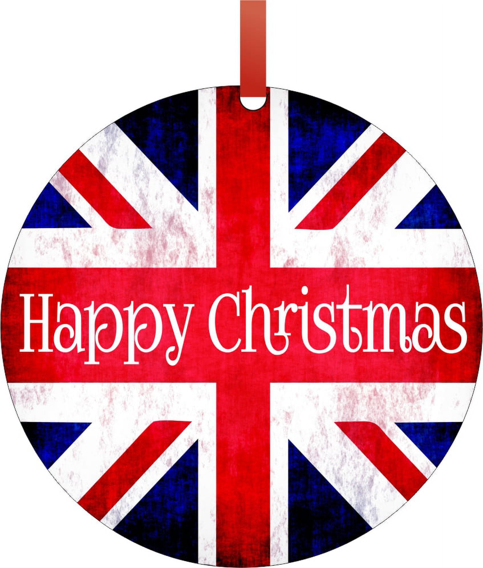 Flag of England Happy Christmas Round Shaped Flat Semigloss Aluminum  Christmas Ornament Tree Decoration - Unique Modern Novelty Tree Décor  Favors - Walmart.com, image size:1694x1992