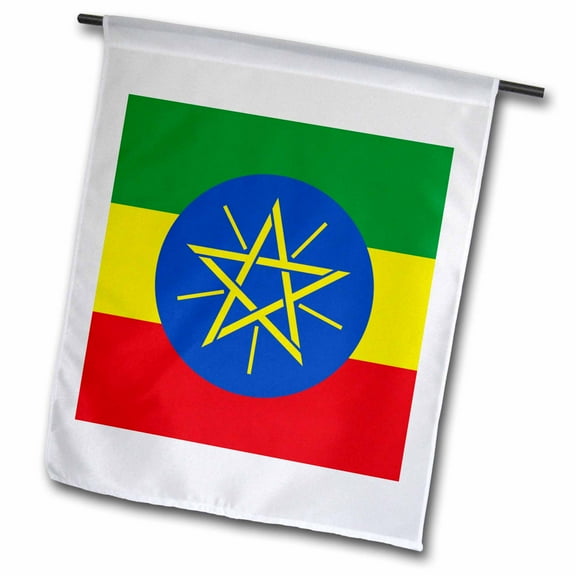 3dRose, Flag of Ethiopia - African world - East Africa - Ethiopian green yellow red - blue circle with star, 12 x 18 inch Garden Flag