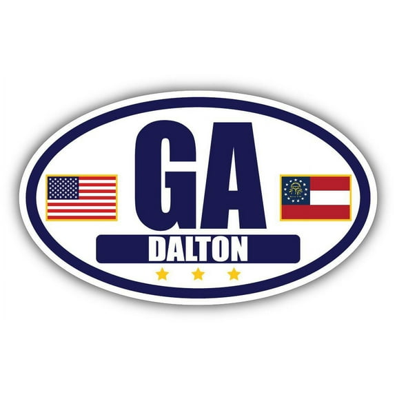Flag of Georgia / American Flag Oval 3M Vinyl Bumper Sticker Decal | Navy & Gold Dalton, GA Sticker Vinyl Decal