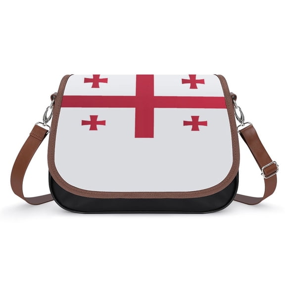 Flag of Georgia Official Vintage Crossbody Bag for Women Medium Leather Hobo Bags Shoulder Bag Classic City Leather Satchels