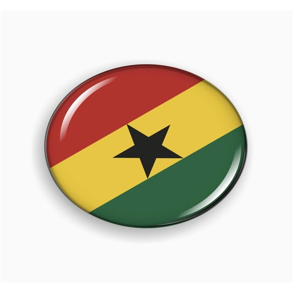 Flag of Ghana | 3D Domed CAR Emblem Badge Sticker Flexible Round