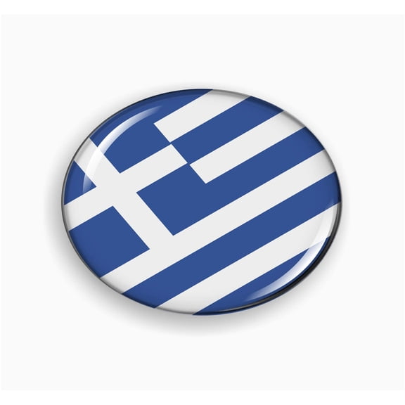 Flag of Greece | 3D Domed CAR Emblem Badge Sticker Flexible Round